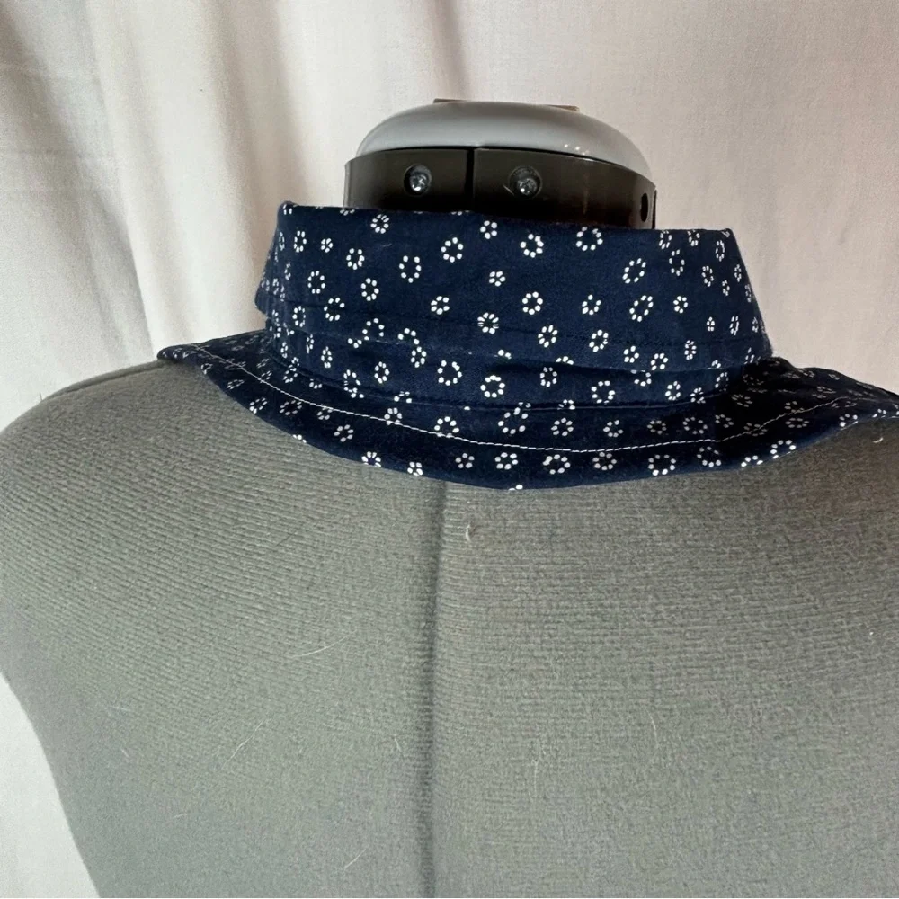 Bib For Adult | Handcrafted Dignity Cover | Navy w/Print Button-Up | 19